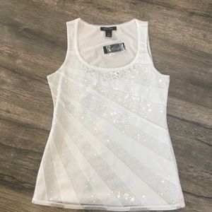 White House Black Market cream sparkly top